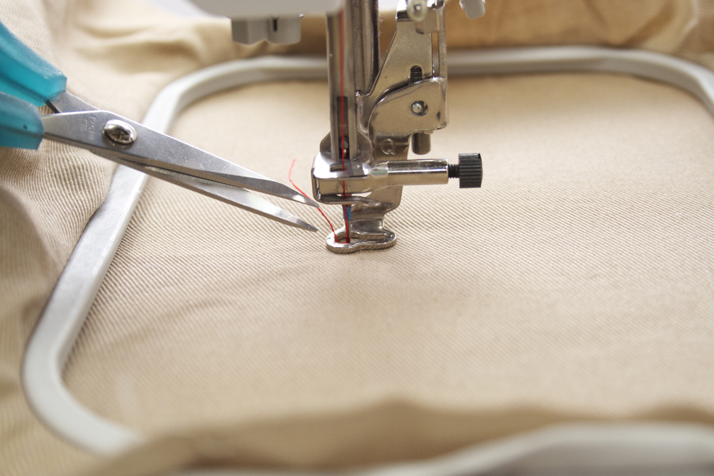 hitting an embroidery hoop